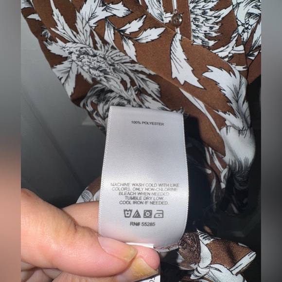 Worn one time only chocolate button neck blouse - Picture 6 of 8